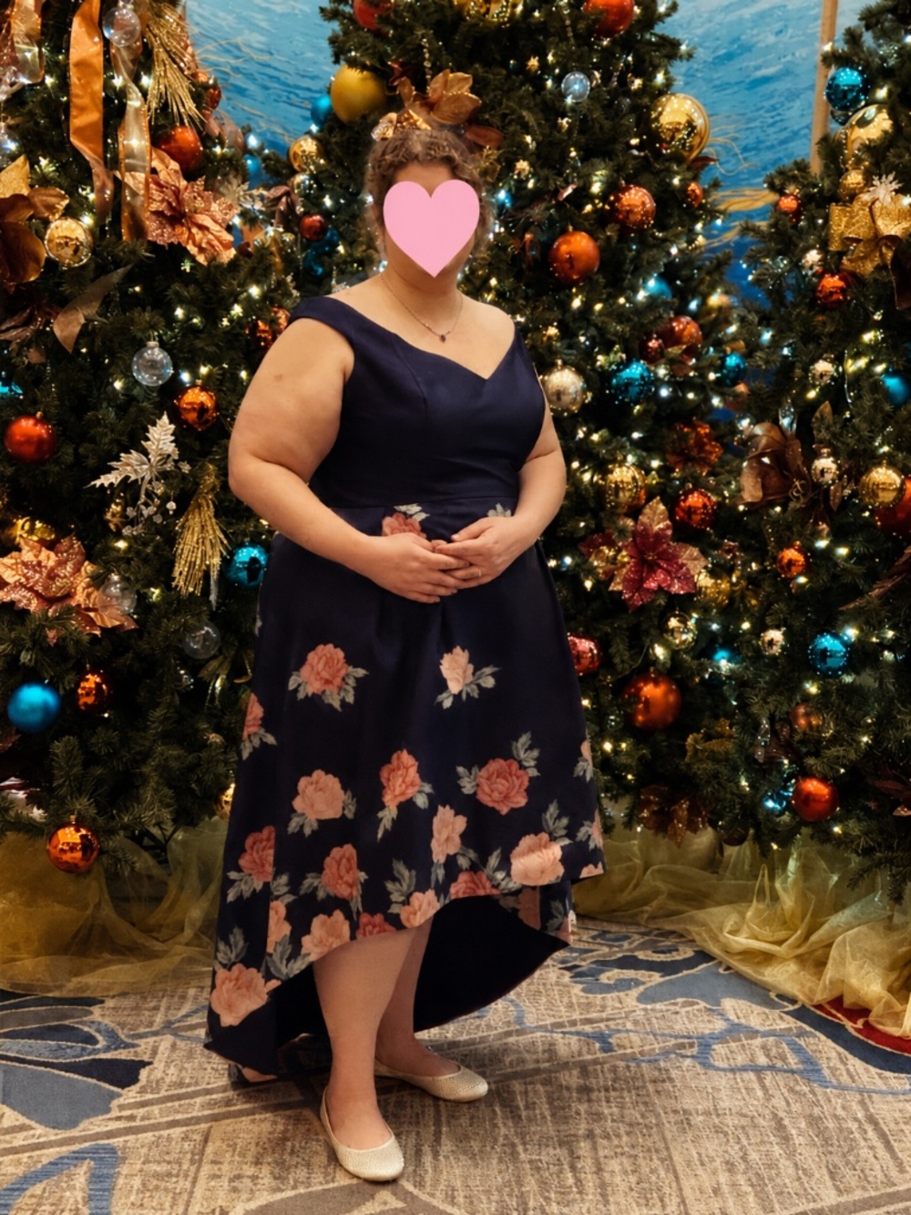 Chi Chi London Plus Size US 22 Navy Floral High-Low Dress Wedding Guest